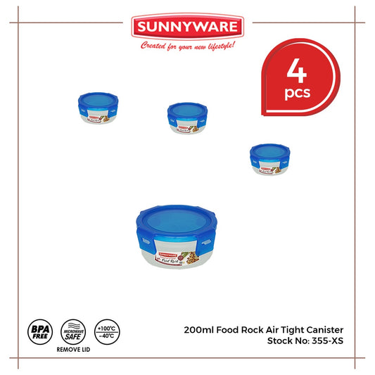 4 pcs | Sunnyware 355-XS 200 ml Food Rock Air Tight Food Keeper Canister