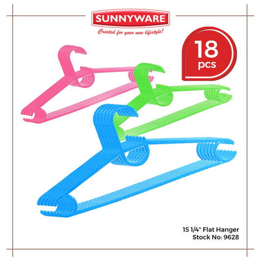 18 pcs (3 sets of 6) Sunnyware 9628 15 1/4" flat hanger Flat Hanger