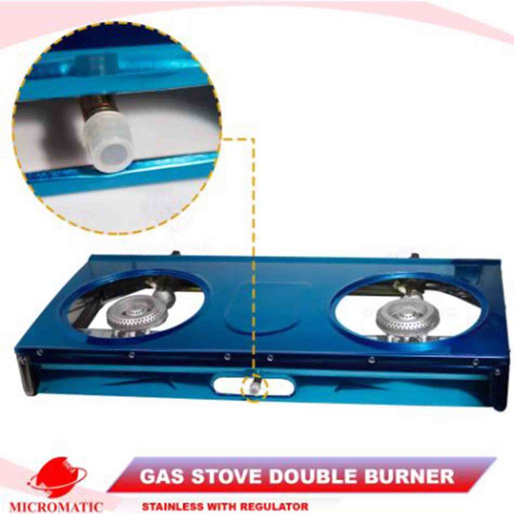 Micromatic MGS-0234 Double Stainless Burner Gas Stove(regulator not included)