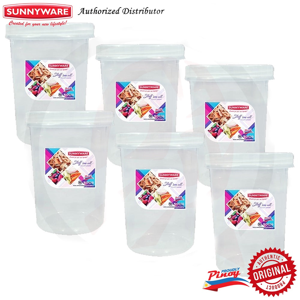 6 pcs Sunnyware 338-L | 1600 ml Large Stuff'em All Round Canister Set