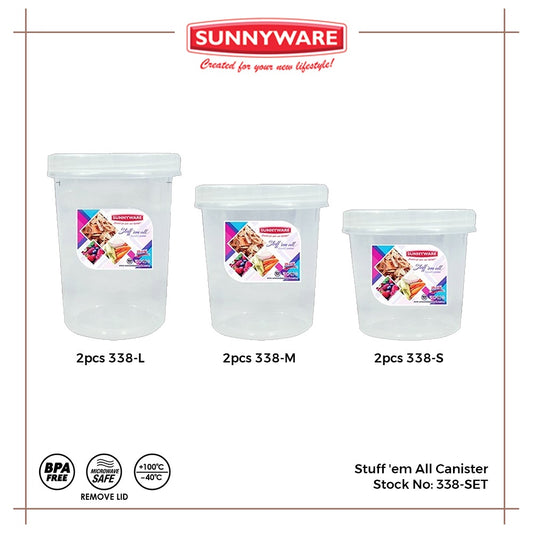 6 pcs Sunnyware 338 Stuff'em All Round Canister Set (S, M, L)