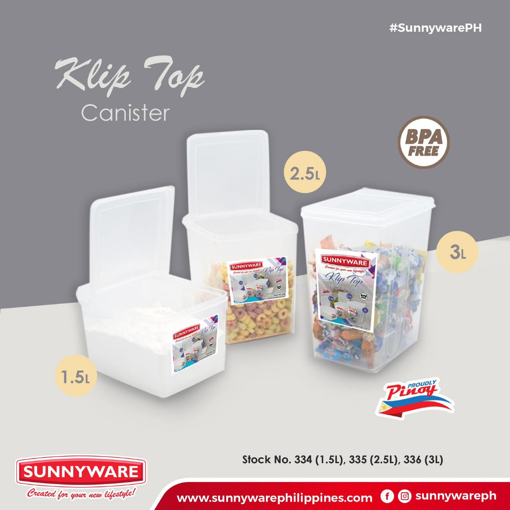 3 pcs Sunnyware 336 3 Liters Klip Top Canister Kliptop Container Flip | Plasticware | Houseware