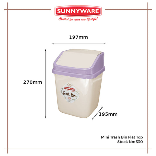 Sunnyware 330 Mini Trash Bin 7.5"x7.5"x10.5" flat cover
