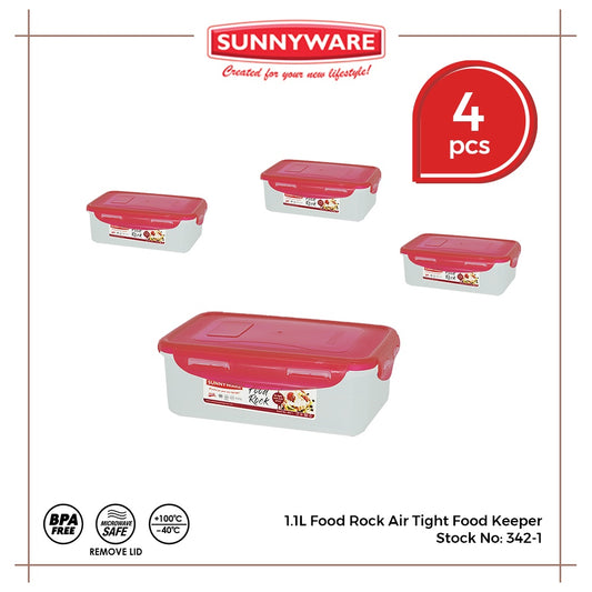 4 pcs | Sunnyware 342-1 1.1 L Food Rock Air Tight Food Keeper Container Leak Proof Set