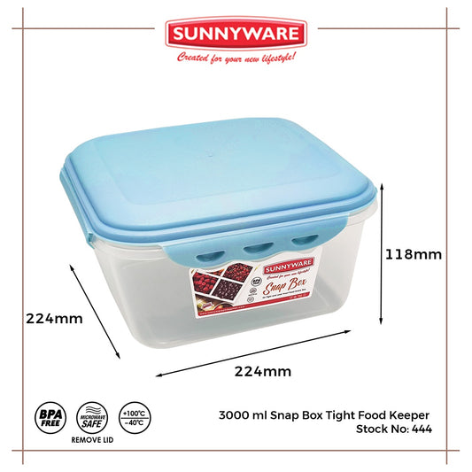 Sunnyware 444 3 Liter Snap Box AIr Tight Leak Proof Food Keeper
