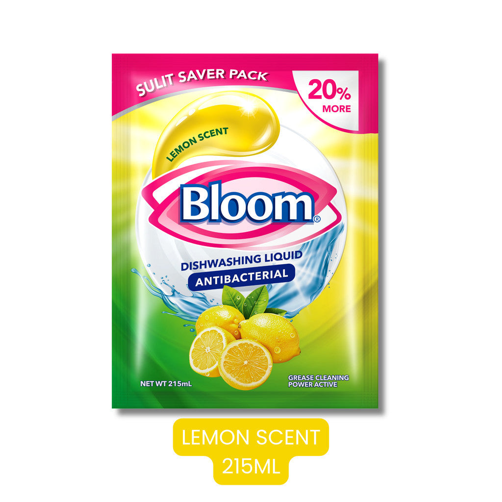 Bloom Lemon Dishwashing Liquid Plant-Based Grease Cleaner Stand Up Squeeze Bottle Refill Pouch Sach