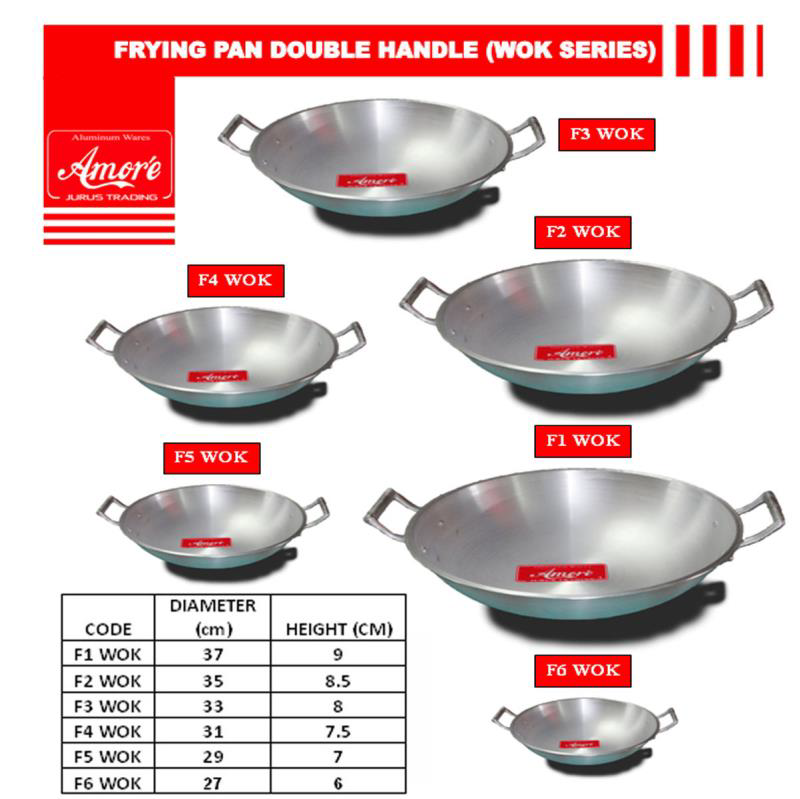 AMORE FRYING PAN DOUBLE HANDLE (WOK)