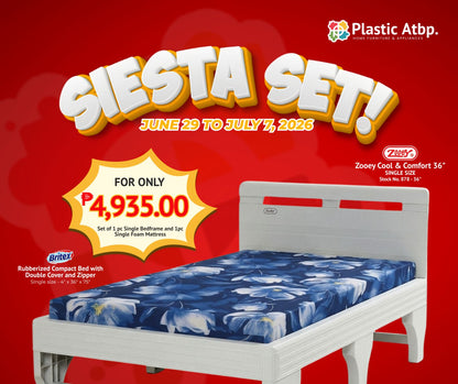 SIESTA SET! Zooey Cool & Comfort Bed Frame and Britex Rubberized Compact Foam Mattress w/ Zipper Cover