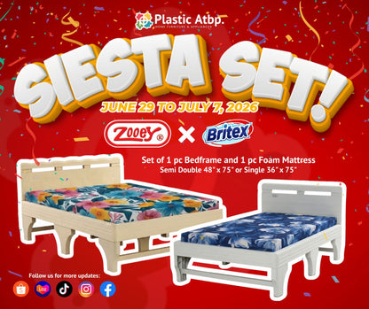 SIESTA SET! Zooey Cool & Comfort Bed Frame and Britex Rubberized Compact Foam Mattress w/ Zipper Cover