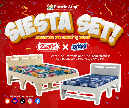 SIESTA SET! Zooey Cool & Comfort Bed Frame and Britex Rubberized Compact Foam Mattress w/ Zipper Cover