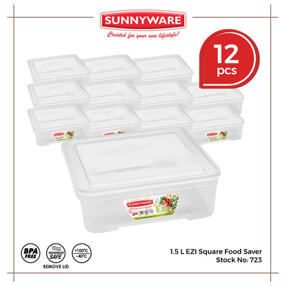 12pcs 1.5 L EZI Food Saver Keeper Storage Container [Sunnyware 723] Microwavable House Plastic Ware