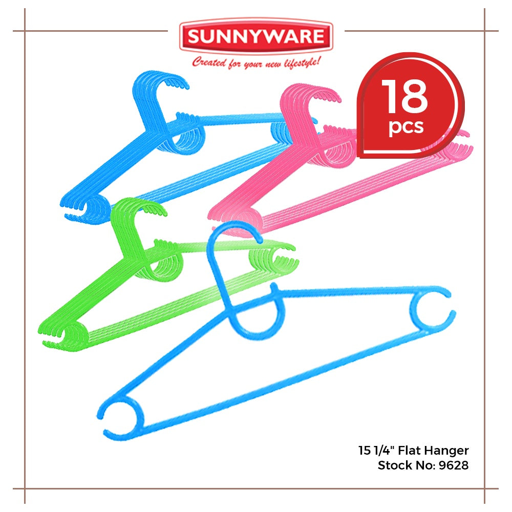 18 pcs (3 sets of 6) Sunnyware 9628 15 1/4" flat hanger Flat Hanger