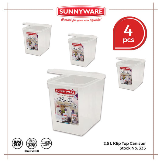 4pcs 2.5 Liter Klip Top Canister [Sunnyware 335] | Plasticware | Houseware | Storage Container