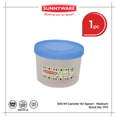 Sunnyware 1713 500 ml Canister w/ spoon - med
