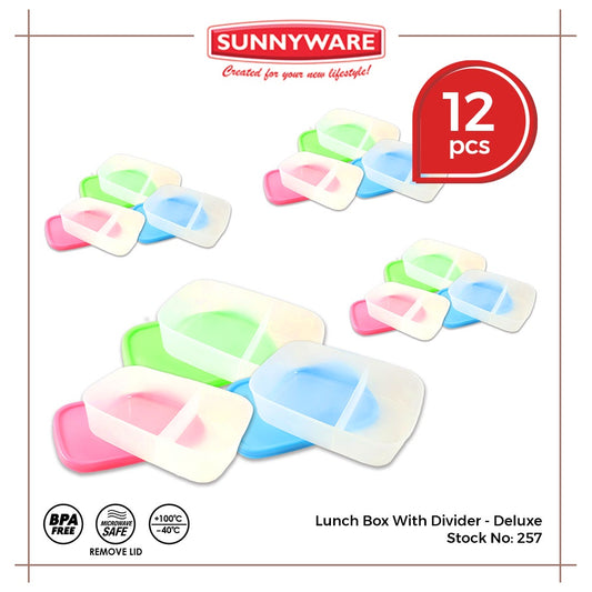 12pcs Lunch Box with Divider - Deluxe [Sunnyware 257] | Plasticware | Food Storage | BPA Free