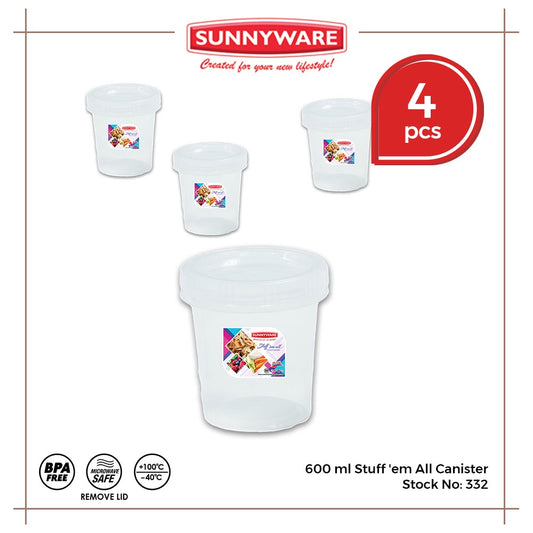 4 pcs 600 ml Stuff 'em All Canister [Sunnyware 332] BPA Free | Plasticware | Canister | Food Storage