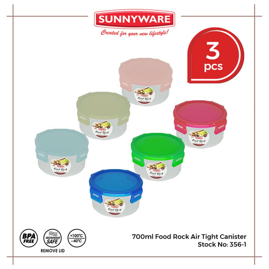 3pcs 700ml Food Rock Air Tight Canister [Sunnyware 356-1] | Plasticware | Kitchenware | Food Storage