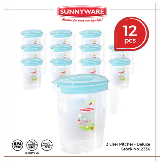 12pcs 3L Pitcher – Deluxe [Sunnyware 2336] | BPA Free | Plasticware