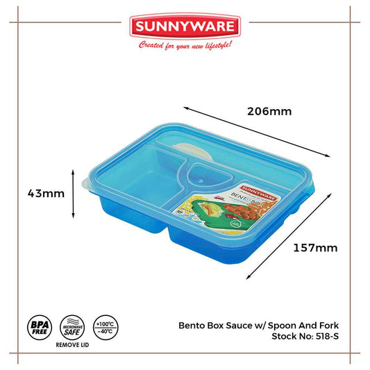 12pcs Bento Box Sauce w/ Spoon & Fork–Small [ Sunnyware 518-S ] |Plasticware Food Storage Lunch Box