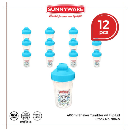 12pcs 400 ml Shaker Tumbler w/ Flip Lid [Sunnyware 984-S] |Plasticware|Kitchenware|Tumbler |BPA Free