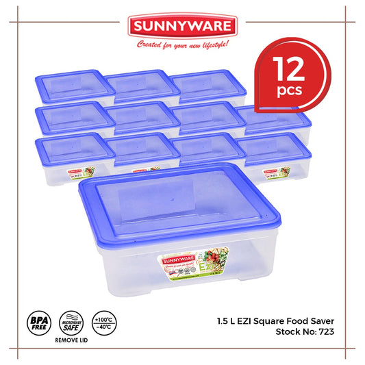 12pcs 1.5 L EZI Food Saver Keeper Storage Container [Sunnyware 723] Microwavable House Plastic Ware