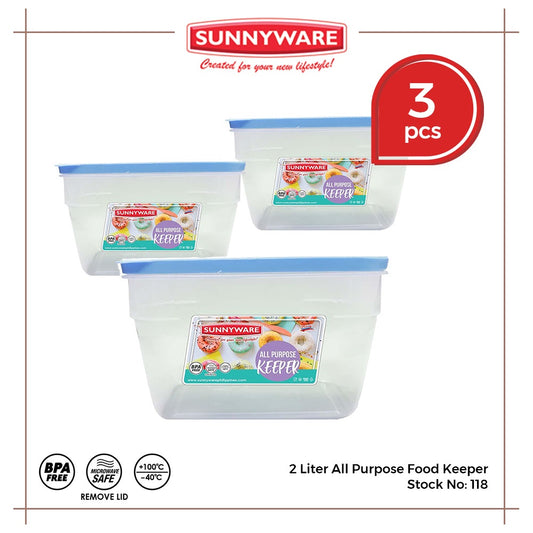 3pcs 2L All Purpose Food Keeper [Sunnyware 118] | Plasticware | Storage | Kitchenware | BPA Free