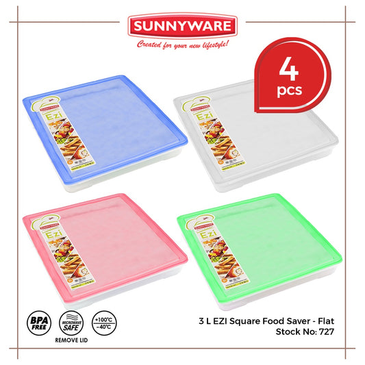 4 pcs Sunnyware 727 3L EZI Food Keeper Storage Container | House Plastic Ware | Plasticware