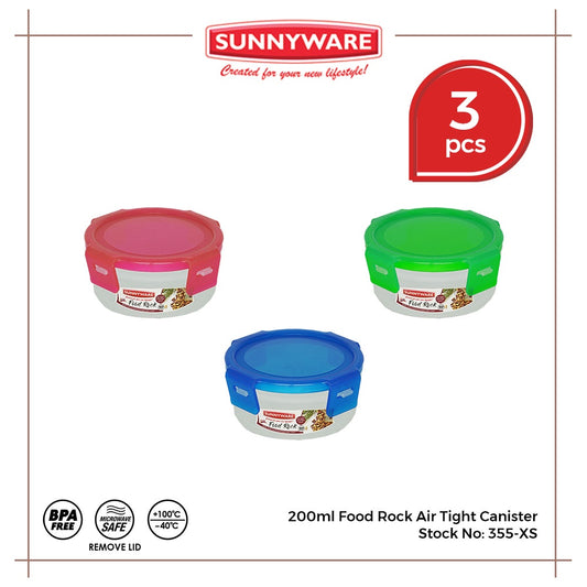 3pcs 200ml Food Rock Air Tight Canister [Sunnyware 355-XS] | Plasticware |Kitchenware | Food Storage