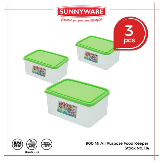 3pcs 900 ml All Purpose Food Keeper [Sunnyware 114] | Plasticware | Food Storage | BPA Free