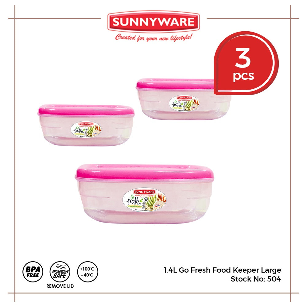 3pcs 1.4L Go Fresh Food Keeper Large [Sunnyware 504] |Plasticware | Kitchenware | Storage | BPA Free