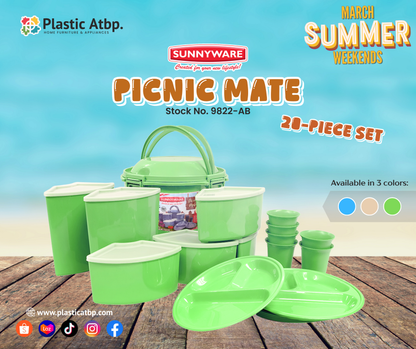 Sunnyware Picnic Mate 20 Pc Set Stock No. 9822-AB