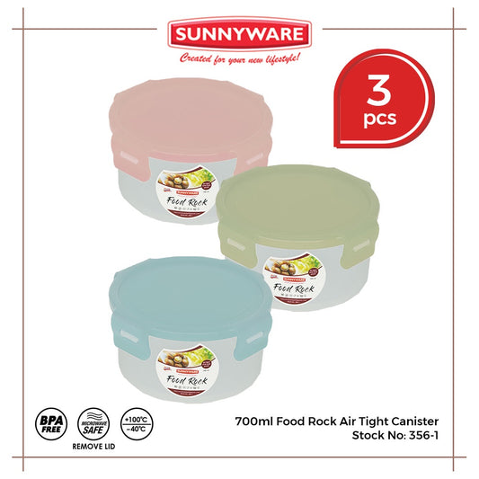 3pcs 700ml Food Rock Air Tight Canister [Sunnyware 356-1] | Plasticware | Kitchenware | Food Storage