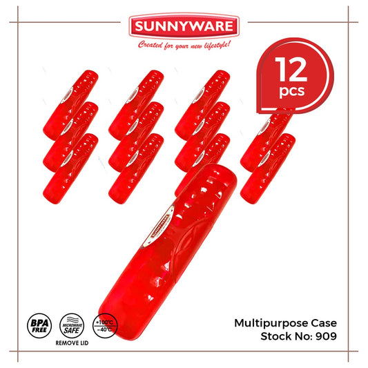 12pcs Multipurpose Case [Sunnyware 909] |Travel Case | Spoon & Fork | Facemask | Pencil | Toothbrush