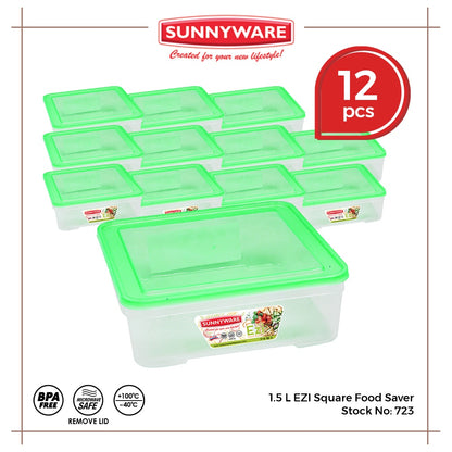 12pcs 1.5 L EZI Food Saver Keeper Storage Container [Sunnyware 723] Microwavable House Plastic Ware