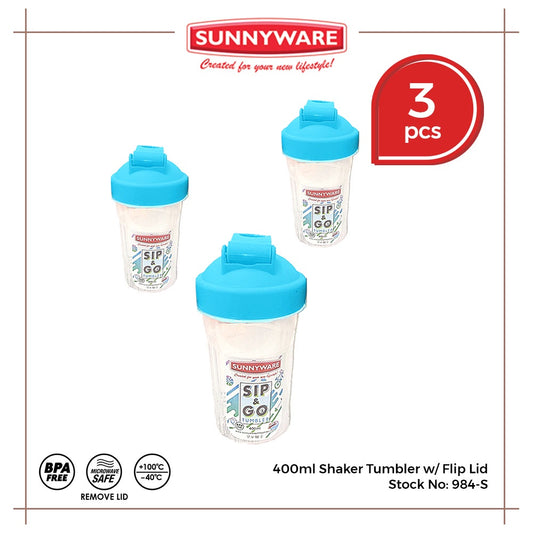 3pcs 400 ml Shaker Tumbler w/ Flip Lid [Sunnyware 984-S] | Plasticware|Kitchenware|Tumbler| BPA Free