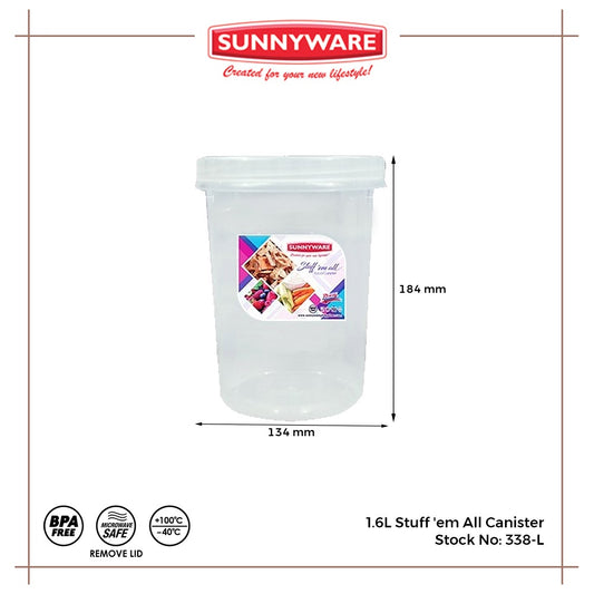12pcs 1.6L Stuff 'em All Canister [Sunnyware 338-L] | Plasticware | Kitchenware | Food Storage