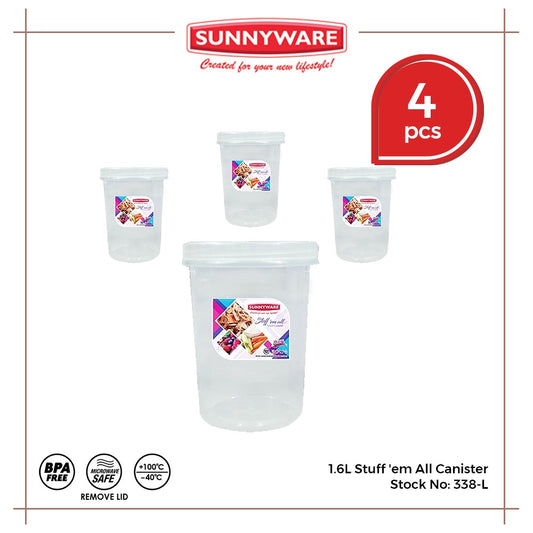 4pcs 1.6L Stuff 'em All Canister [Sunnyware 338-L] | Plasticware | Kitchenware | Food Storage