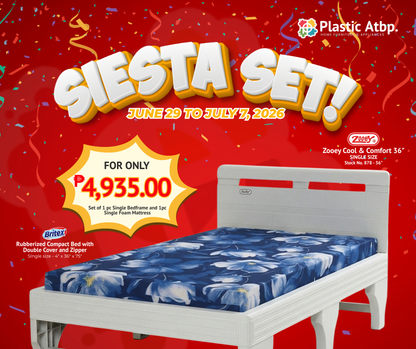 SIESTA SET! Zooey Cool & Comfort Bed Frame and Britex Rubberized Compact Foam Mattress w/ Zipper Cover