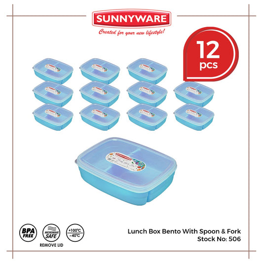 12pcs Lunch Box Bento with Spoon & Fork [Sunnyware 506] | Plasticware | Food Storage | BPA Free