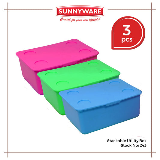 3pcs Stackable Utility Box [Sunnyware 243] |Plasticware |Organizer |Storage |Stackable |Brick Box
