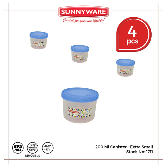 4pcs 200 ml Canister - Extra Small [Sunnyware 1711] | Plasticware | Food Storage | Kitchenware