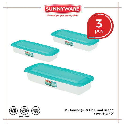 3pcs 1.2 L Rectangular Flat Food Keeper [Sunnyware 404] | Plasticware | Food Storage | BPA Free