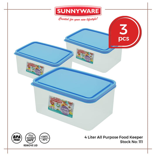 3pcs 4 Liter All Purpose Food Keeper [Sunnyware 111] | Plasticware | Food Storage | BPA Free