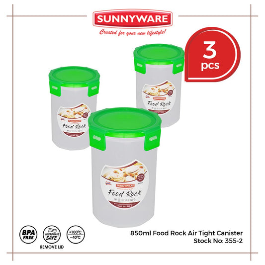 3pcs 850ml Food Rock Air Tight Canister [Sunnyware 355-2] | Plasticware |Kitchenware | Food Storage