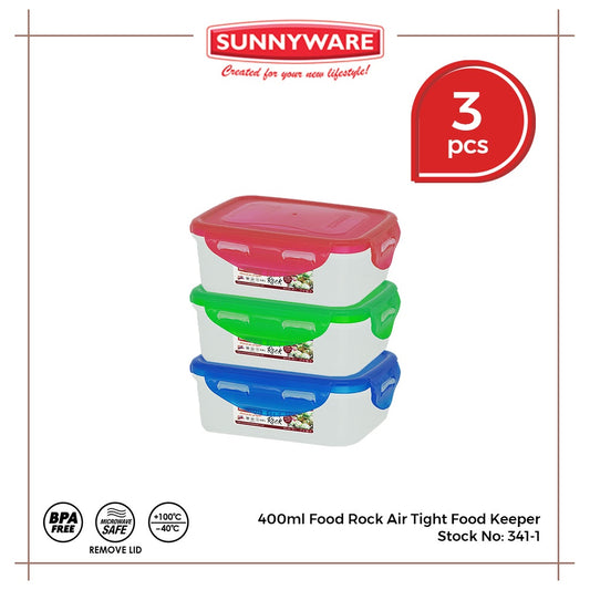3pcs 400ml Food Rock Air Tight Food Keeper [Sunnyware 341-1] | Plasticware |Kitchenware|Food Storage