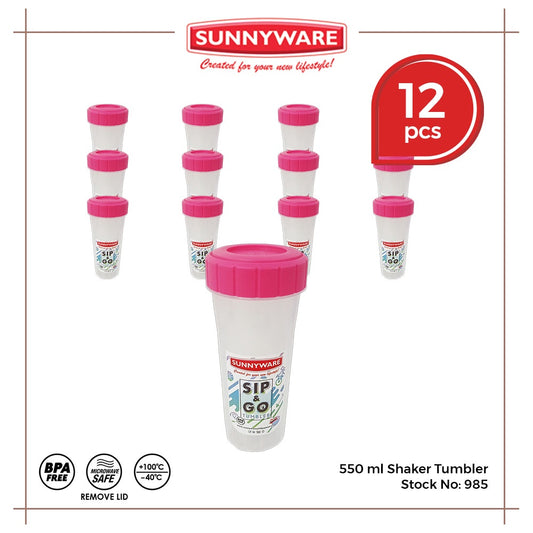 12pcs 550 ml Tumbler Shaker [Sunnyware 985] | Plasticware | Kitchenware | Tumbler | BPA Free