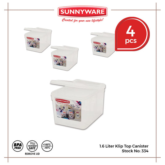 4pcs 1.6 Liter Klip Top Canister [Sunnyware 334] | Plasticware | Houseware | Storage Container
