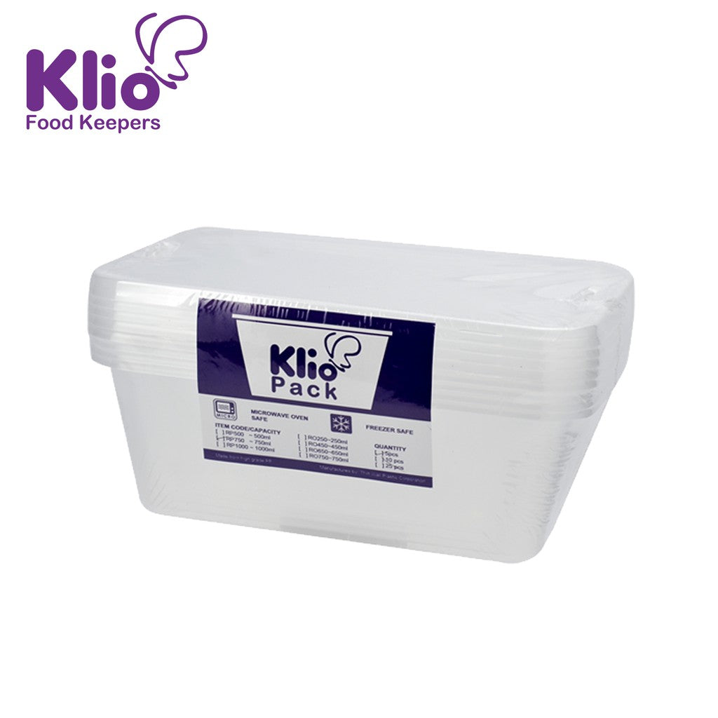 Klio Microwavable Plastic Container Rectangular (Pack of 10pcs)
