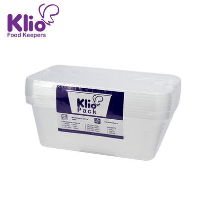 Klio Microwavable Plastic Container Rectangular (Pack of 10pcs)