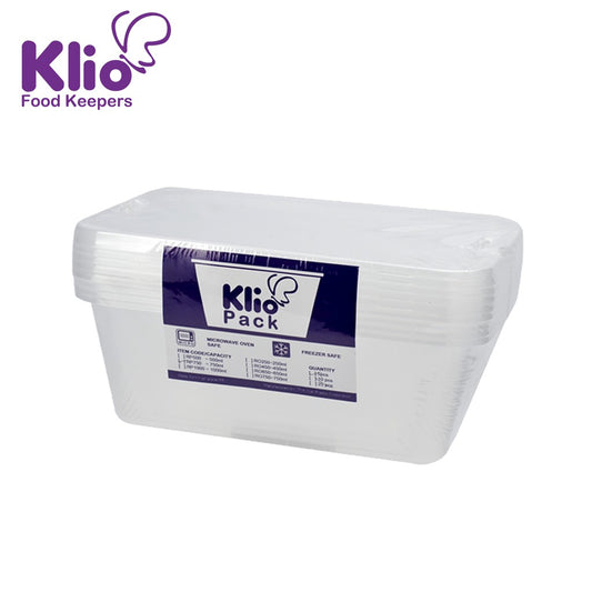 Klio Microwavable Plastic Container Rectangular (Pack of 10pcs)